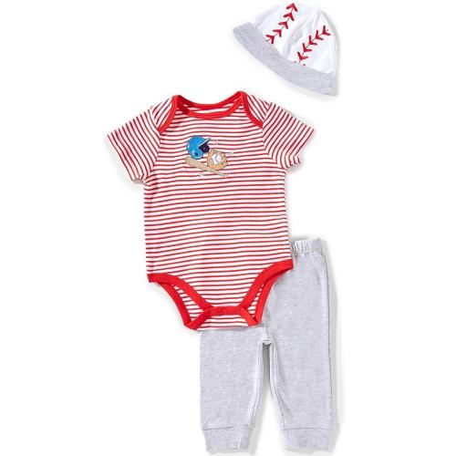 Little Me Baby Boys Short Sleeve Stripe Baseball Bodysuit 3-Piece Set