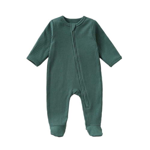 MEZZALL Baby Bodysuit One-Pieces O-Neck Onesie Autumn Winter Overall Long Sleeve Zipper Jumpsuit Clothes Cover Baby Pajamas 0-1Year Toddler Nightwear Trendy / 0-6 Months