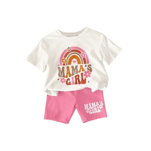 Infant Toddler Baby Girl Clothes Outfits,2 Pieces Cute Summer Short Sleeves T-Shirt Tops+Shorts Set 6M-3T
