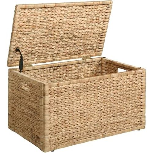 Water Hyacinth Wicker Storage Trunk, Natural, 30x17.5x17.5 Inches