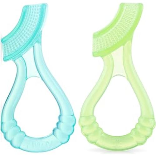Nuby Soft Silicone Gum Massager with Hygienic Case, 2-Pack, 3 m+