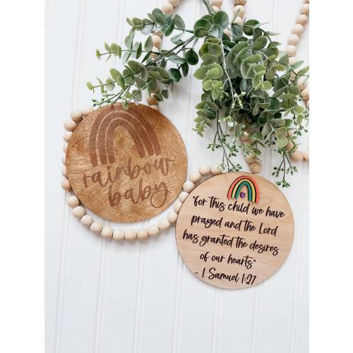 Rainbow Baby Announcement|Birth Announcement Disc|Baby Announcement|New Baby Sign|Baby Photo Prop|Hello World|Baby Shower Gift|Boho Baby|
