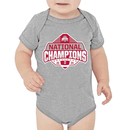 Little King NCAA Ohio State 2024 College Football National Champions Infant Romper-Heathered Gray- Sizes 0-3M 6M 12M 18M 24M