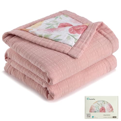 Muslin Baby Blanket - 100% Cotton Toddler Blanket for Crib Nursery & Stroller 47"x47" (Colorful Bloom)