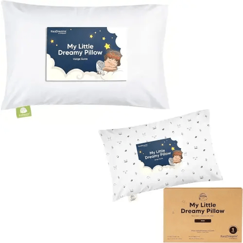 KeaBabies Toddler Pillow with Pillowcase & Mini Toddler Pillow with Pillowcase - 13x18 My Little Dreamy Pillow - 9x13 My Little Dreamy Mini Pillow - Organic Cotton Toddler Pillows for Sleeping