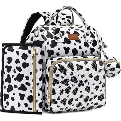 Diaper Bag Backpack with Changing Pad, Pacifier Case, Baby Bag for Boy Girl Toddler - Large, Stylish, Waterproof Travel Quilted Diaper Bag for Mom - Baby Shower - Cheetah