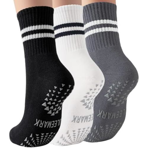 ULEEMARK Womens Pilates Non slip Yoga Socks Dance Gym Exercise Ankle Socks