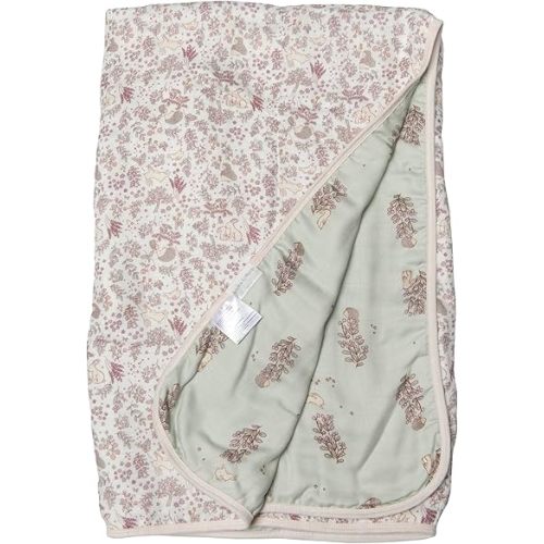 Muslin Quilt Blanket – Soft & Breathable Tanboocel Baby Blanket for Crib or Toddler Nap – Eco-Friendly, Lightweight & Durable 4-Layer Muslin Quilt for Infants and Kids - Hedgehog Forest