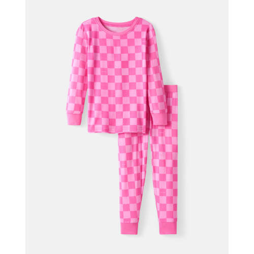 Sweet Raspberry Checks Two-Piece Pajama Set