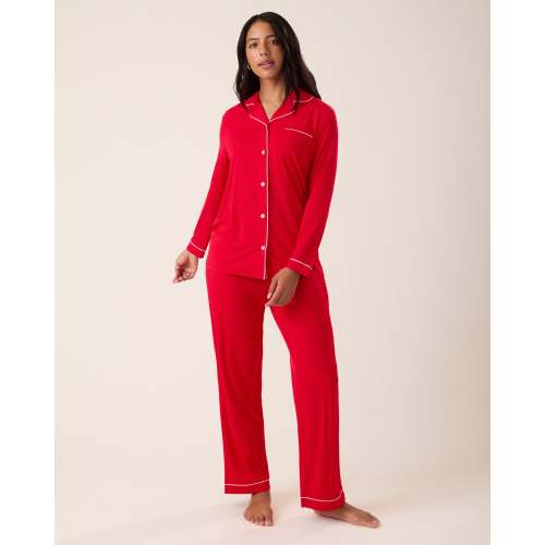 Clea Bamboo Long Sleeve Pajama Set | Red - Kindred Bravely