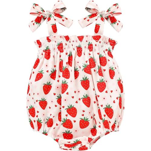 Baby Girl Summer Clothes Newborn Girl Outfits Cute Strap Baby Girl Romper Jumpsuit Infant Floral One Piece Bodysuit