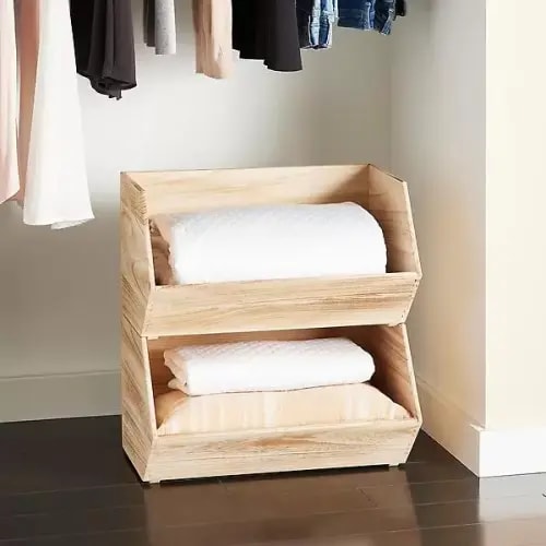 Large Wooden Stacking Bin