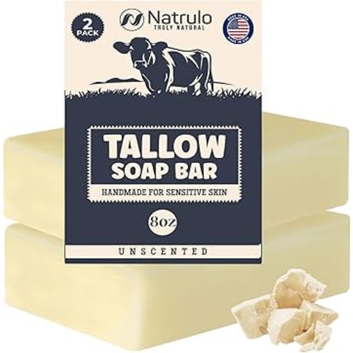 Beef Tallow Soap Bar – All Natural Grass Fed Tallow Soap Unscented – Moisturizing Face & Body Wash Great for Eczema, Dry, Itchy, Sensitive Skin – Handcrafted Bath Soap for Adults, Kids, Made in USA