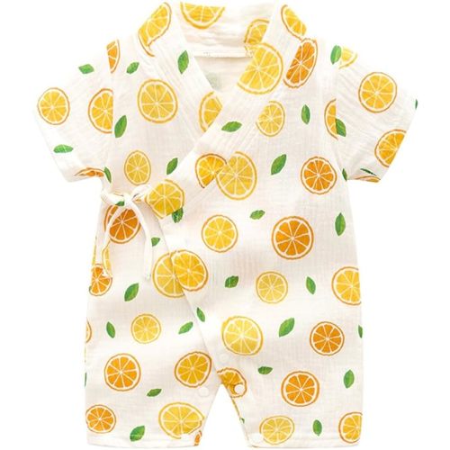 PAUBOLI Kimono Robe Newborn Cotton Yarn Robe Baby Romper Infant Japanese Pajamas… - 0-3 Months - Lemon