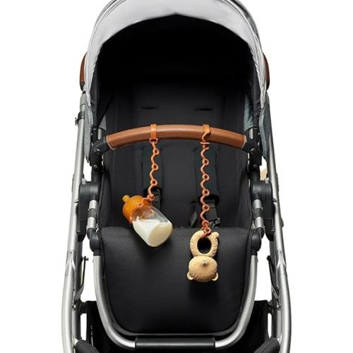 Smack Fun - Toy Safety Strap, Food-Grade Stretchable Silicone, No More Toys, Bottle and Pacifier Floor Drop from Stroller, car seat and highchair. 2-Pack (Clay)