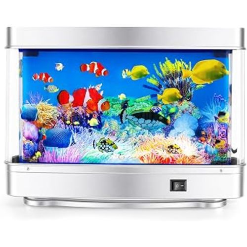 Frutiger Aero Fish Lamp Aquarium Lamp, Coral Reef Fake Fish Tank Decor | Frutiger Aero Decor Moving Fish Lamp, 10 LEDs 7200K, Fake Fish Aquarium Coral Reef Clown Triggerfish, Whisper-Quiet, Studio