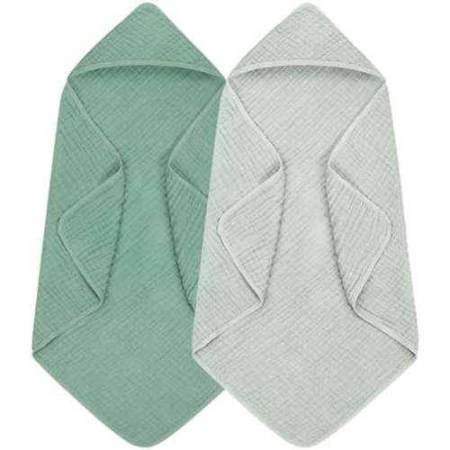 Tian Qi 2 Pack Hooded Baby Towels, 100% Muslin Cotton Bath Towel for Babies, Newborn, Infant and Toddler, Absorbent Soft Baby Bath Towel with Hood, Boy and Girl Bath Essentials Green+grey Green+grey - Walmart.ca