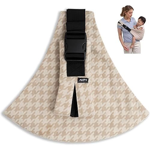 Baby Sling Carrier for Toddler, 2025 Upgraded Houndstooth Baby Carrier Sling, Premium Cotton Linen Adjustable in Both Front and Back Shoulder Strap, Portable and Lightweight Toddler Carrier