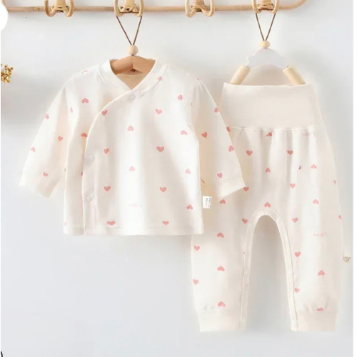 100% Cotton Sanp-up Long Sleeve Top & Pants Set- Heart – Organic Cotton Clubs