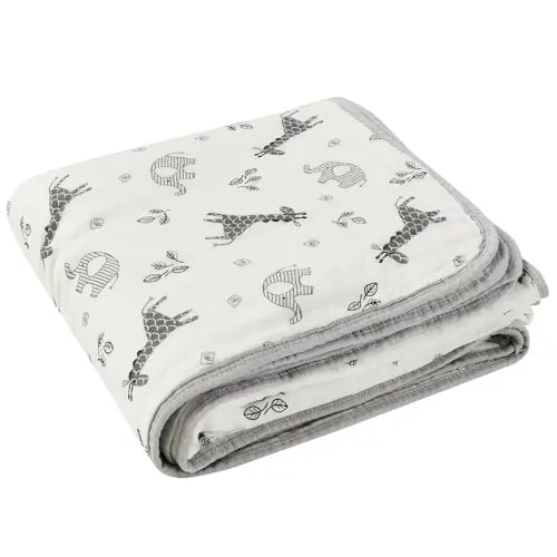 ZPECC Muslin Toddler Blanket Thicker, 47x47 Organic Cotton Kids Quilt Hypoallergenic for Baby Essentials Crib Stroller Daycare Cot, Giraffe