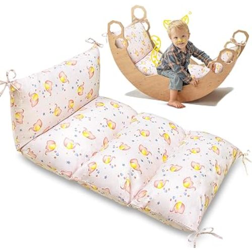 Climbing Arch Cushion & Rocker Pillow for Toddlers – Multi-Use Floor Seat, Nap Mat, Playroom Pillow with Removable Washable Cover – Kids Bed Floor Cushion for Nursery, Bedroom, Playroom (Elephant)
