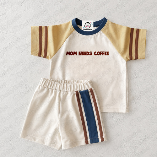 MOM NEEDS COFFEE Baby Kids Slogan Set
