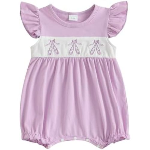MoZiKQin Baby Girl Summer Romper Boutique Bow Embroidery Ruffle Sleeve Jumpsuit Cute Clothes for Newborn Toddler