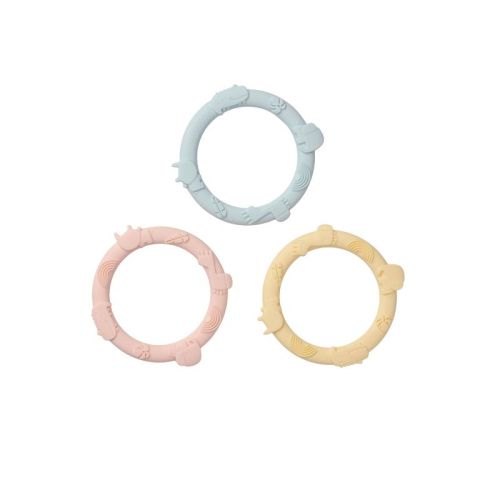 Loulou Lollipop Silicone Wild Teething Ring Soother Set - Pastel 3pc