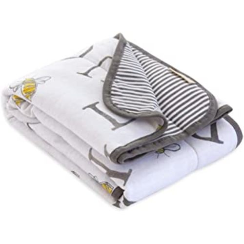 Burt's Bees Baby - Reversible Blanket, Nursery, Stroller & Tummy-Time Organic Jersey Cotton Quilted Infant & Toddler Bedding