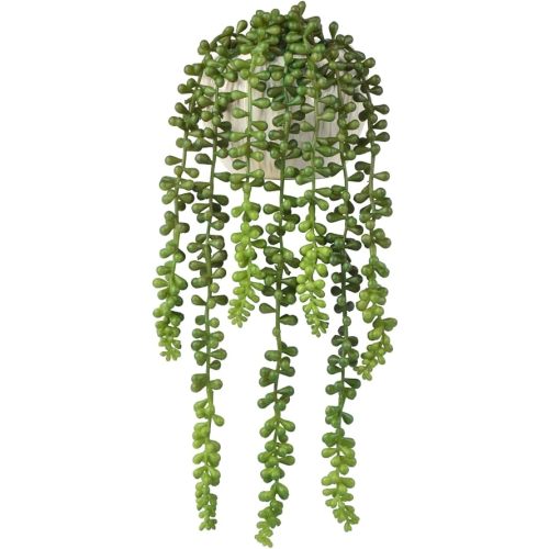 Succulents Plants Artificial, Small String of Pearls with Ceramic Pot Artificial Faux String of Pearls Suitable for Home Garden Decor, Wall Decoration