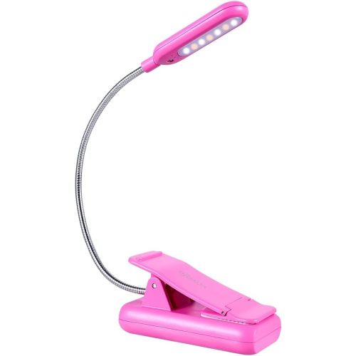 VAVOFO Rechargeable Book Light for Reading in Bed Kids, 7 LED Reading Light with 9-Level Warm Cool White Daylight, Eye Care Lamp with Power Indicator for Bookworms (Rose)