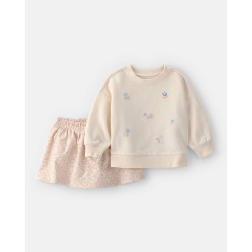 Baby Girl 2-Piece Floral French Terry Top & Skort Set - Cream | Carter's