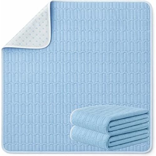 2 Pack 30” x 48” Extra Heavy Absorbency Washable Underpads, Waterproof Quick Drying Nursing Incontinence Reusable Washable Bed Pee Pads for Dogs, Diaper Changing & Adults