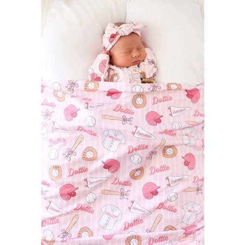 Ballpark Babes Personalized Swaddle Blanket
