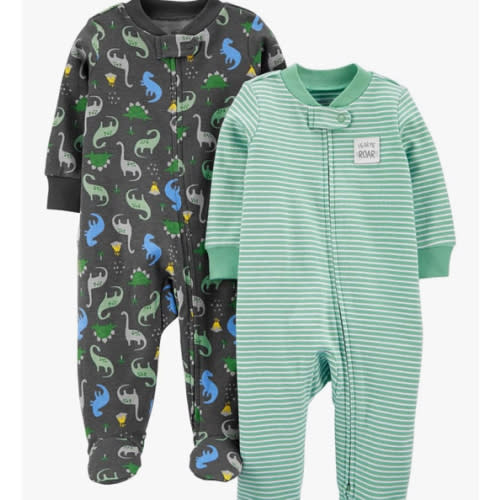 Simple Joys by Carter's Baby Boys' 2-Way Zip Thermal Footed Sleep and Play, Pack of 2