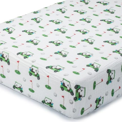 LollyBanks Baby Muslin Crib Sheets, Fitted for Standard 52"x28" Mattress