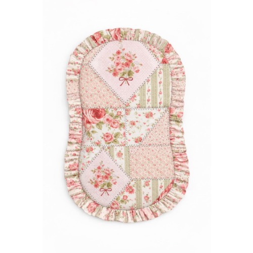 Pink Floral Patches Ruffle Zipper Lounger Cover - Soft Louger Cover - Baby Lounger Cover 100% Cotton Fabric - Washable lounger cover