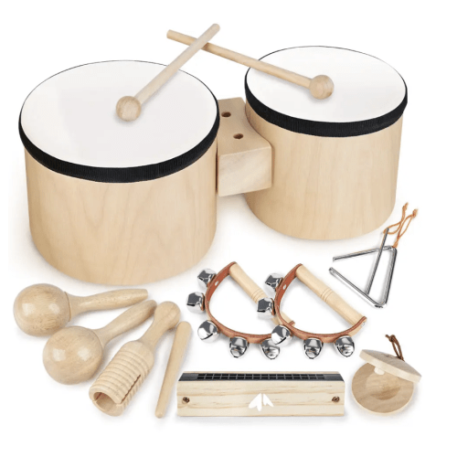 Wooden Kids Drum Set Montessori Musical Toys