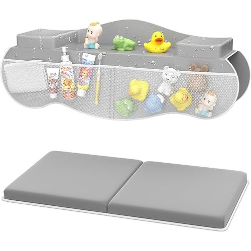 Bath Kneeler Elbow Rest Set: Baby Bathtub Support - Non-Slip Memory Foam Pad & Silicone Arm Cushion - Easy Clean for Parents at Bath Time
