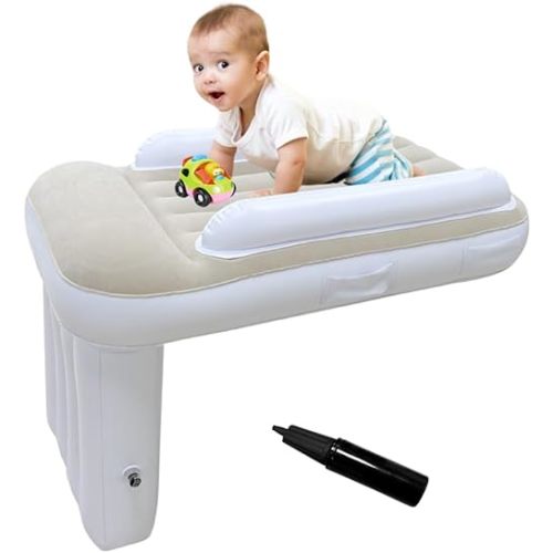 Toddler Airplane Bed Travel Essentials: GEMGO Portable Kids Beds Airplane with Air Pump - Inflatable Baby Airplane Bed Fits Most Seats for Plane Car