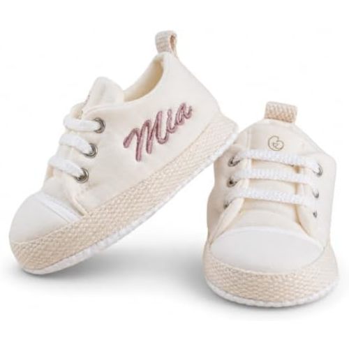 Mouliss Personalized Baby Shoes with Name – Custom Embroidered Muslin Non-Slip Soft Sole Infant Sneakers for Boys and Girls | Newborn