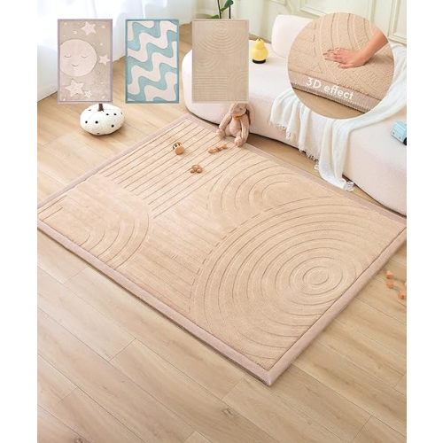 Hakuna Matte Premium Baby Playmat for Floor 60" x 80" Arches – Cloudsoft Coral Velvet Memory Foam Rug for Crawling – Non-Slip, Water-Resistant, Non-Toxic, Easy-Care, Thick Play Mat for Baby
