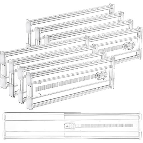 Vtopmart 8 Pack 6" Tall Upgrade Drawer Dividers for Big and Deep Drawer, 12.8"-22.3" Adjustable Expandable Dresser Drawer Organizer, Clear Plastic Separators for Dresser, Baby Supplies, Kitchenware