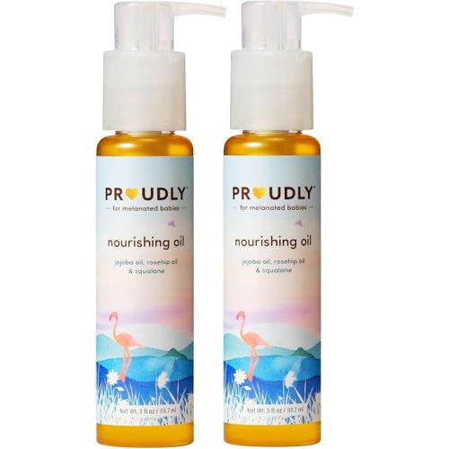 PROUDLY Nourishing Baby & Hair Oil by Gabrielle Union & Dwyane Wade, Baby Oil Gel for Dry, Sensitive Skin & Textured Hair, Black & Brown Babies, Vitamin E, 2-Pack (3 oz each)