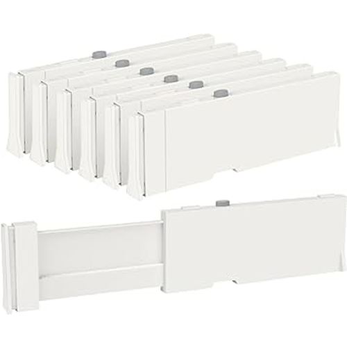 Vtopmart Drawer Dividers for Clothes 6 Pack, Adjustable 4" High Expandable from 11.6"-17" Dresser Drawer Organizer, Plastic Drawers Separators for Dresser, Baby Clothes, Kitchen and Office Storage