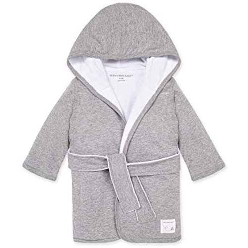 Burt's Bees Baby - Bathrobe, Infant Hooded Robe, Absorbent Knit Terry, 100% Organic Cotton, 0-9 Months (Heather Grey)