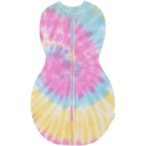 Happiest Baby Sleepea 5-Second Swaddle - 100% Organic Cotton Baby Swaddle Blanket - Doctor Designed Promotes Healthy Hip Development (Tie Dye Rainbow, X-Large)
