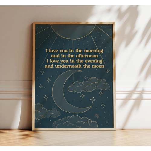 Love you in the Morning Print, Sun Moon Stars Theme Nursery Room for Boys or Girls, Skidamarink Song