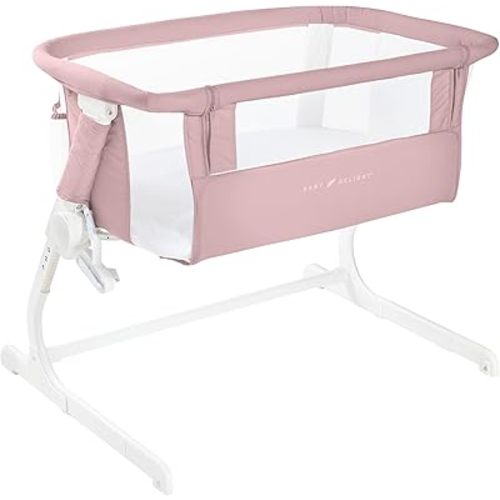 Baby Delight Beside Me™ Dreamer Bassinet & Bedside Sleeper | Easy Access Zip-Down Panel | 8-Position Height Adjustment | 100% GOTS Certified Organic Cotton Fabric | Organic Rose