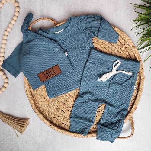 Baby Boy Coming Home Outfit | Personalized Waffle Set | Newborn Going Home Outfit | Baby Shower Gift | Hospital Outfit | Bamboo